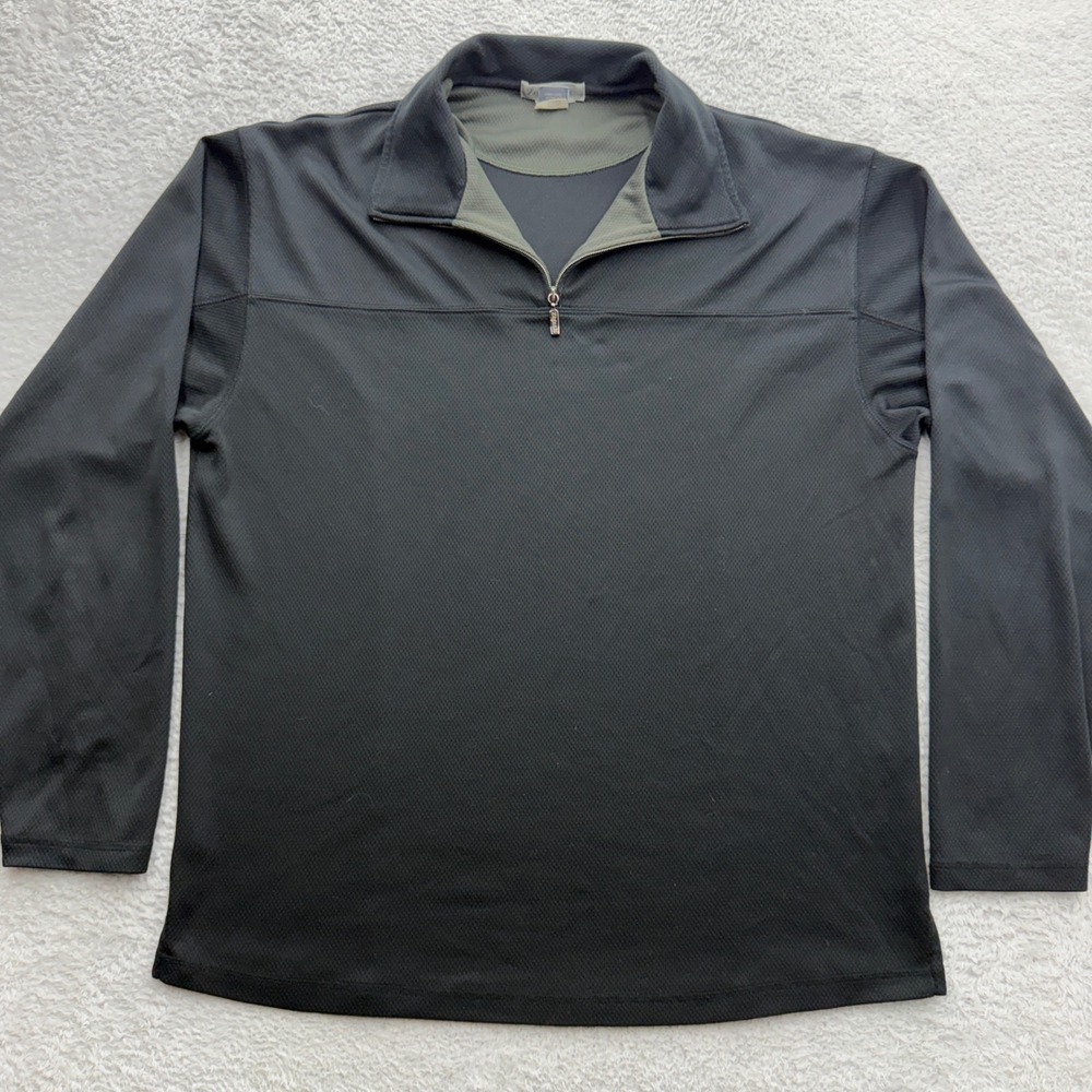 Zegna Sport Mens XL Quarter Zip Pullover Black Textured Long Sleeve Mock Neck